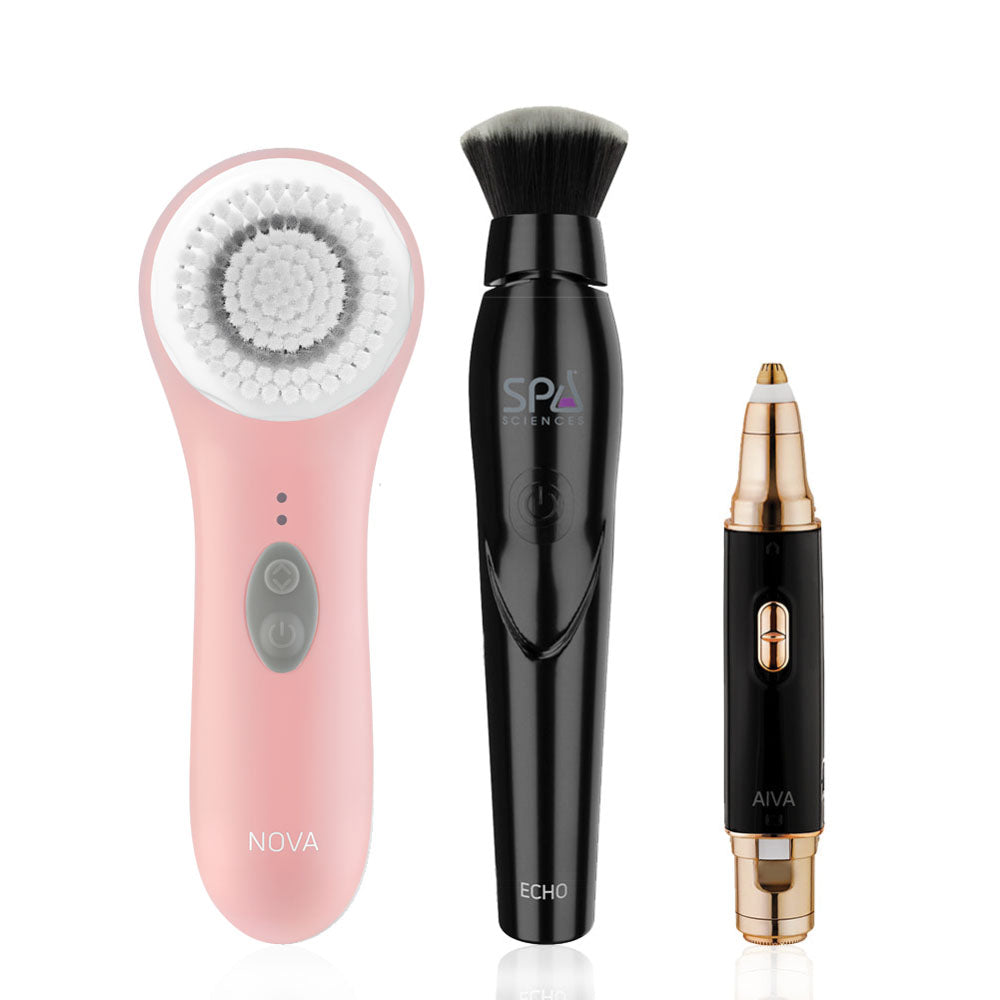 A Spa Sciences FLAWLESS FINISH SET including a brush for a flawless finish on the skin.