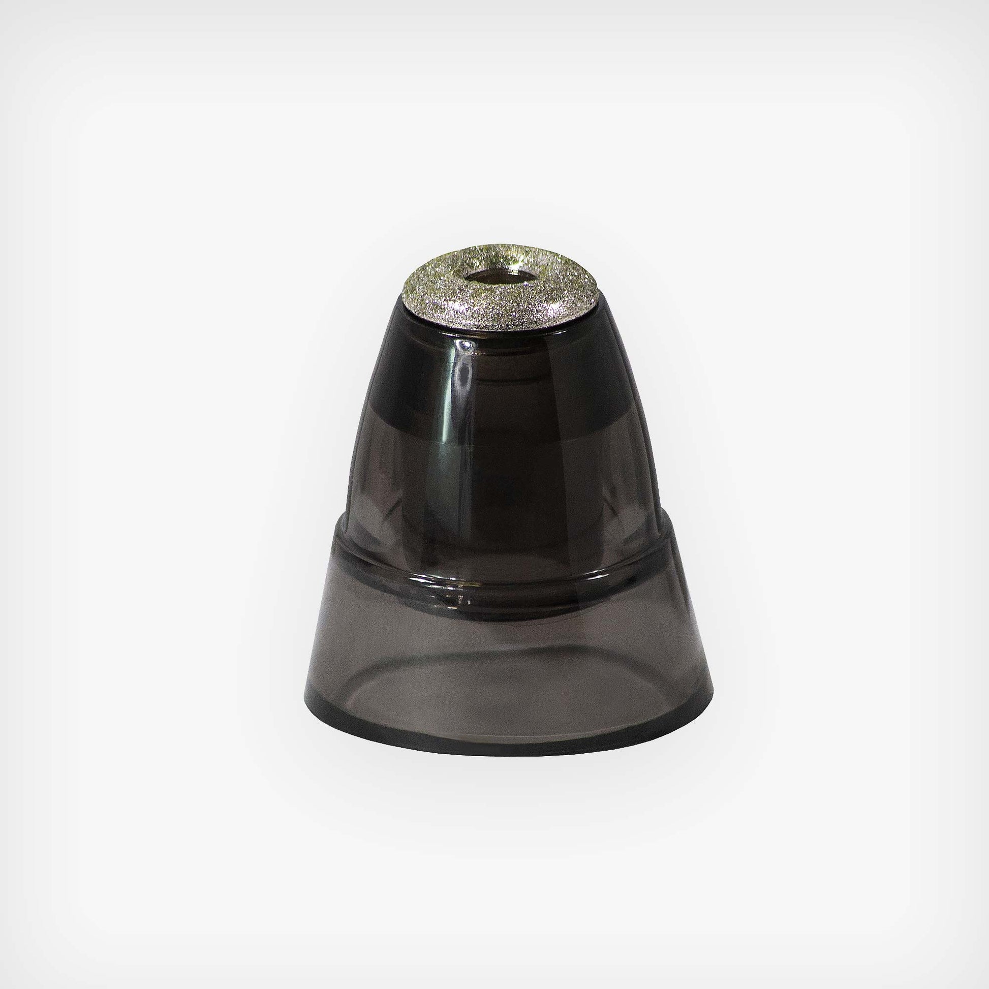 A black Spa Sciences cigarette lighter on a white background is a sleek addition to any space.