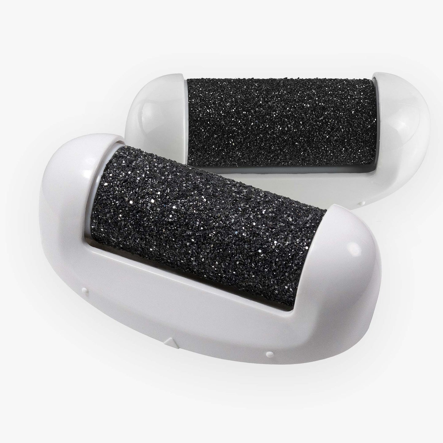 A pair of black and white nail clippers with VIVA Replacement Coarse Pedi Heads by Spa Sciences on a white surface.