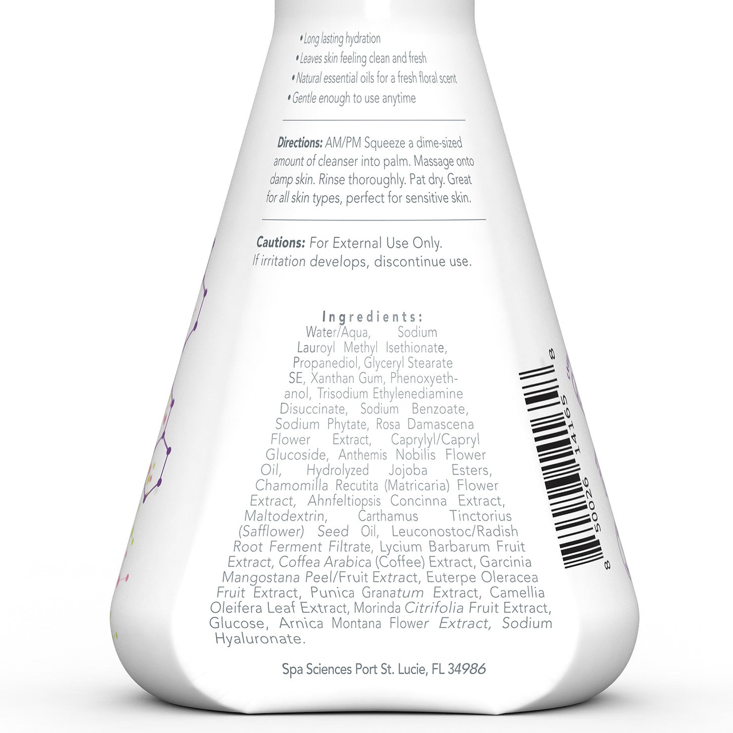 A bottle with a label on it for Spa Sciences' Acne Attack Bundle description.