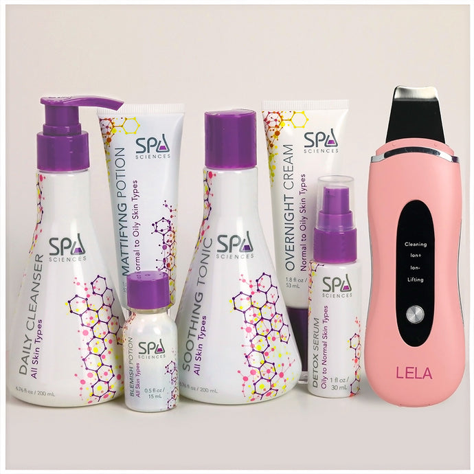 A set of Spa Sciences Acne Attack Bundle with a pink color.