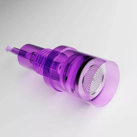 Purple Spa Sciences SORA rechargeable garlic press on a white background.