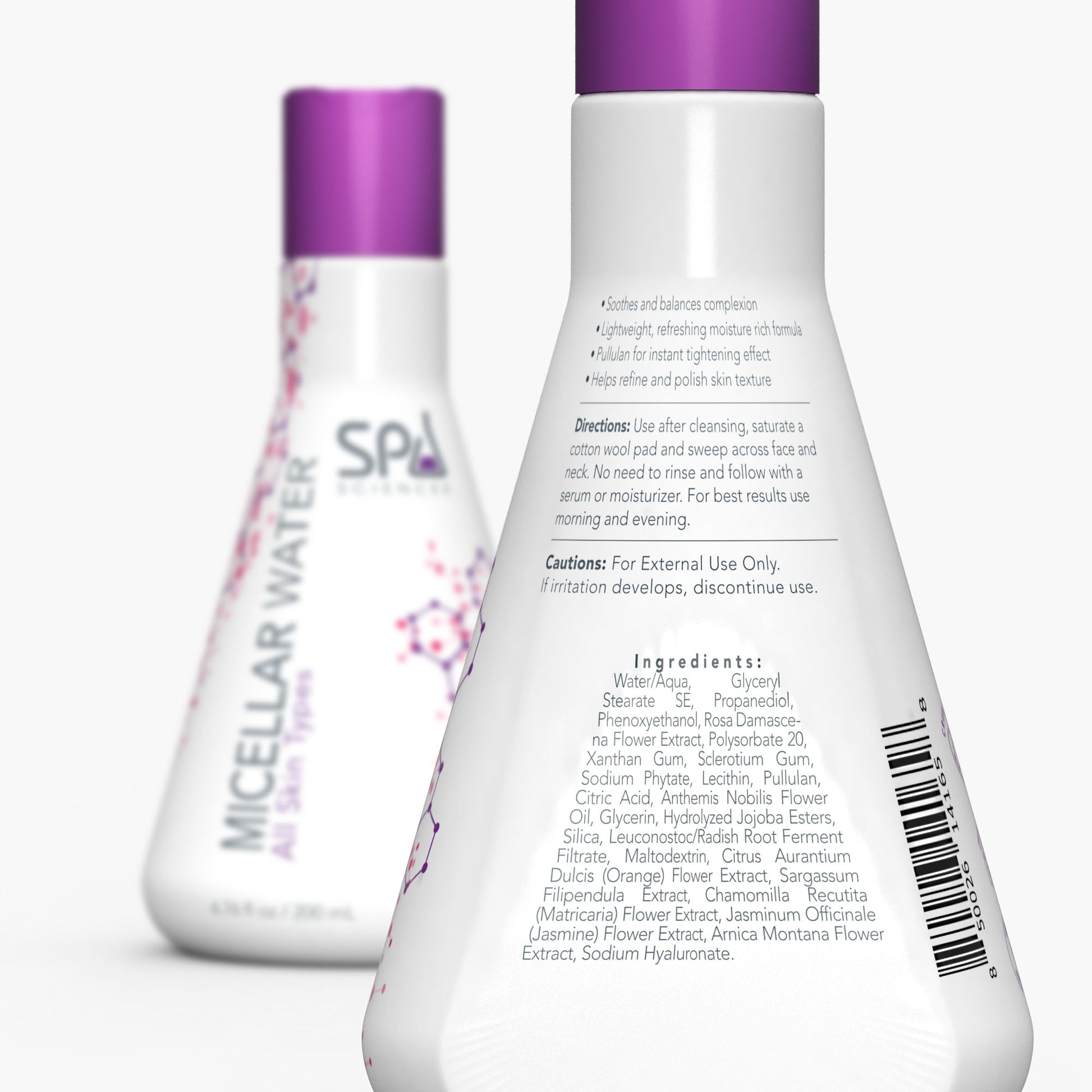 A bottle of Super Cleanser with a Spa Sciences purple label on it.