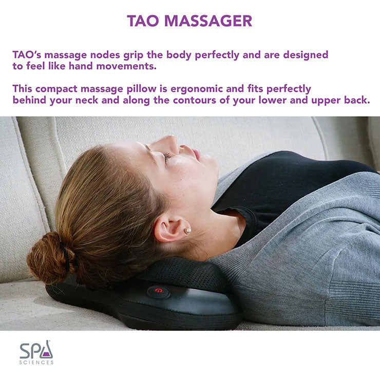 The Spa Sciences TAO massager provides kneading and shiatsu massage for ultimate relaxation.