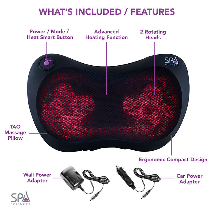 A TAO Shiatsu massage pillow with red light features from Spa Sciences.