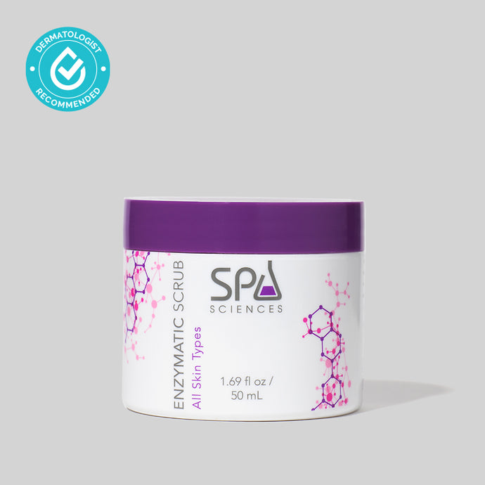 Experience Spa Sciences' Enzymatic Scrub, designed to give you a radiant complexion while minimizing the appearance of pores.