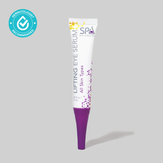 A Lifting Eye Serum in a purple tube by Spa Sciences.