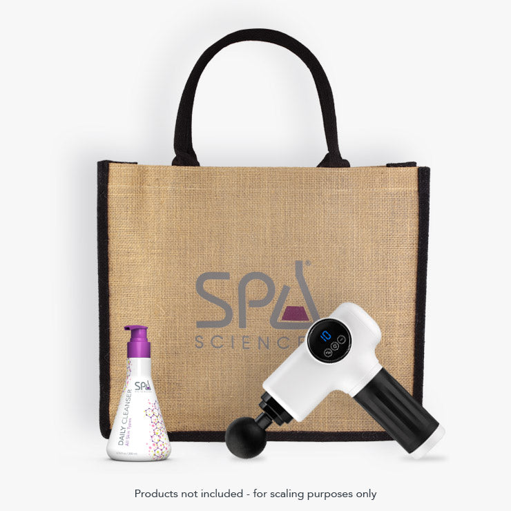 Pamper yourself with our Spa Sciences Eco-Friendly Tote Bag gift set, designed to provide skin repair and moisture using only natural ingredients.