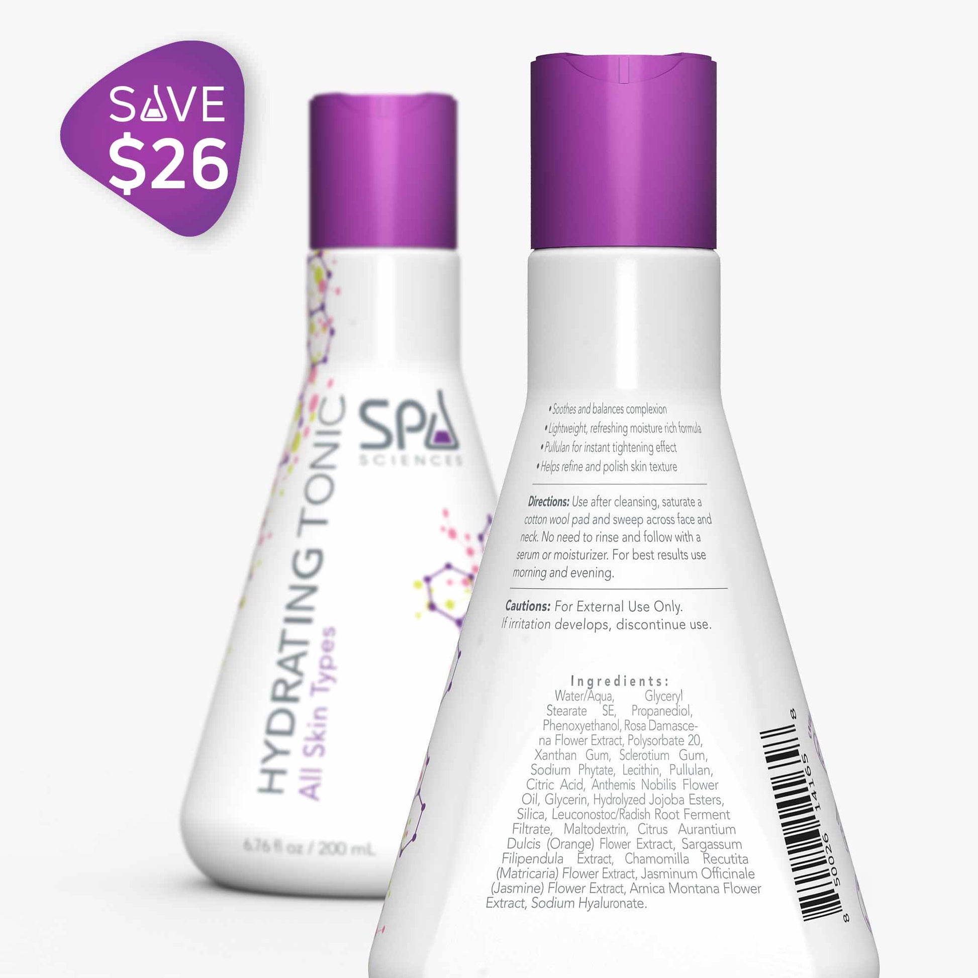 A bottle of Spa Sciences' Hydration Hero on a white background.