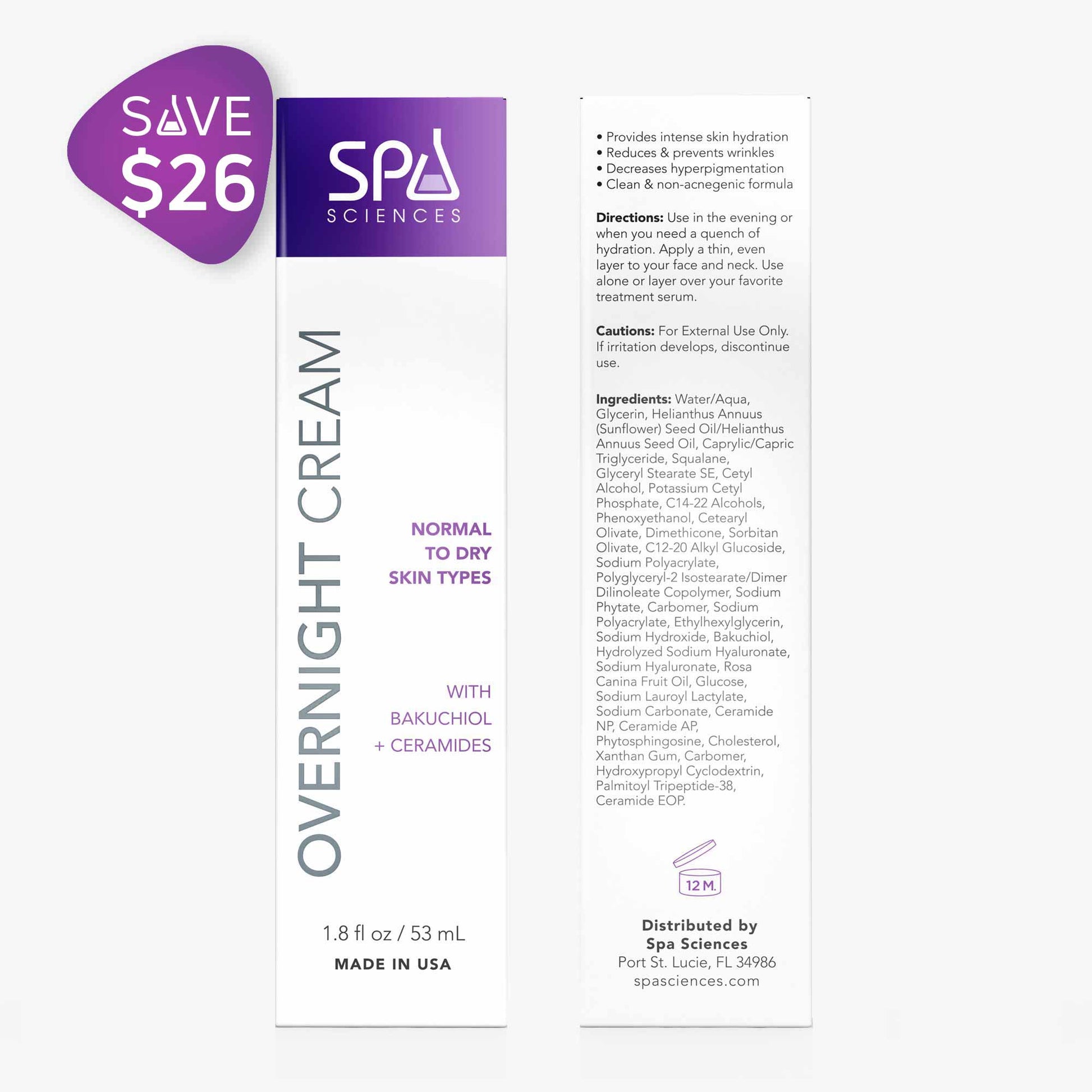 Hydration Hero night cream from Spa Sciences with a purple label.