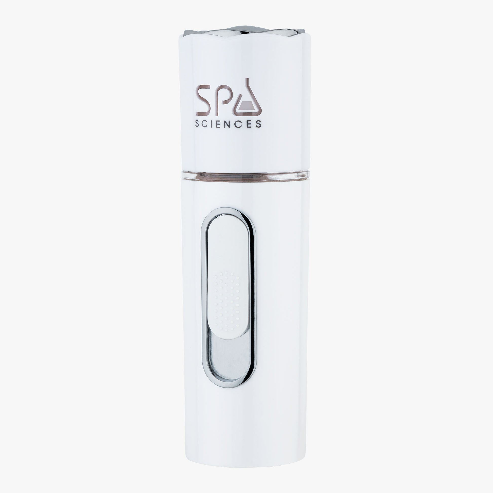 A white bottle with the Spa Sciences NANO MISTER logo on it.