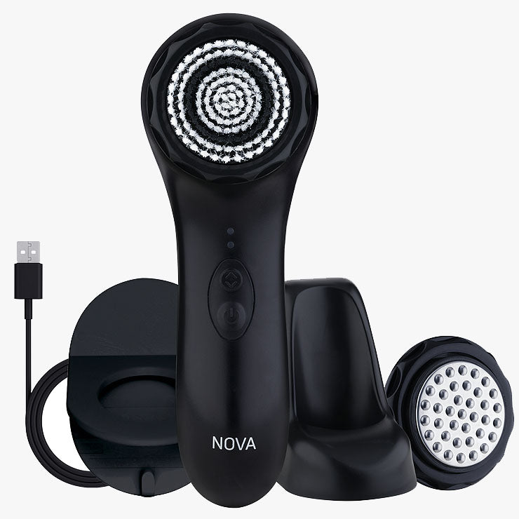 Facial massager with usb charger featuring antimicrobial bristles for a deep cleanse, the NOVA SE 4MEN by Spa Sciences.