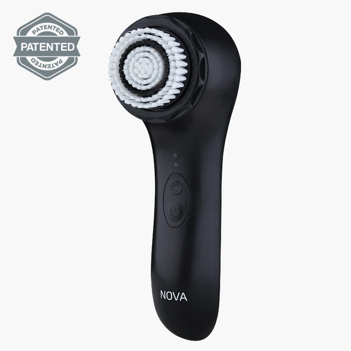 The Nova SE 4Men electric facial brush, featuring Antimicrobial Bristles, is displayed on a white background.