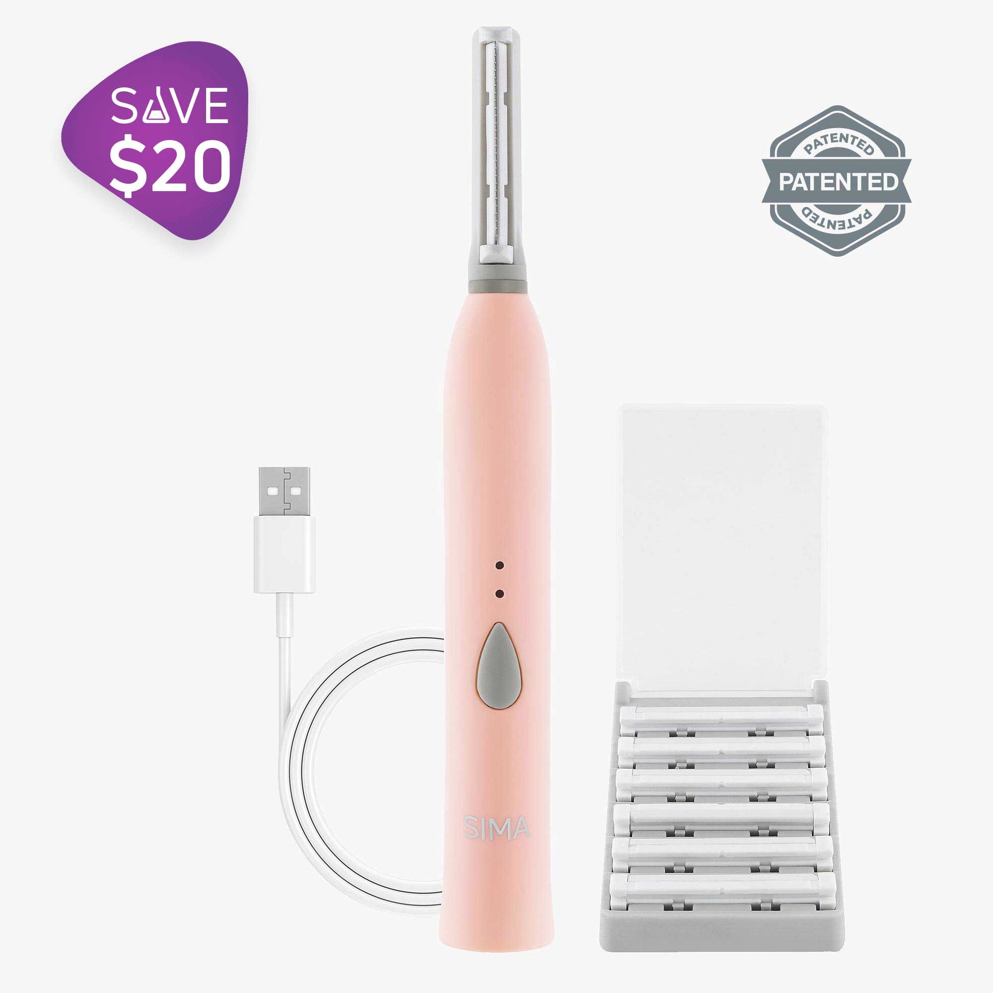 The Spa Sciences Silky Smooth Set, a pink electric shaver with a charger next to it.