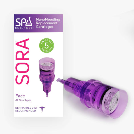 Spa Sciences SORA 5-pack in purple includes SORA NanoNeedling replacement cartridges.