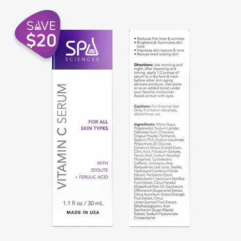 Vitamin c serum with a purple label from Spa Sciences Serums Pack.