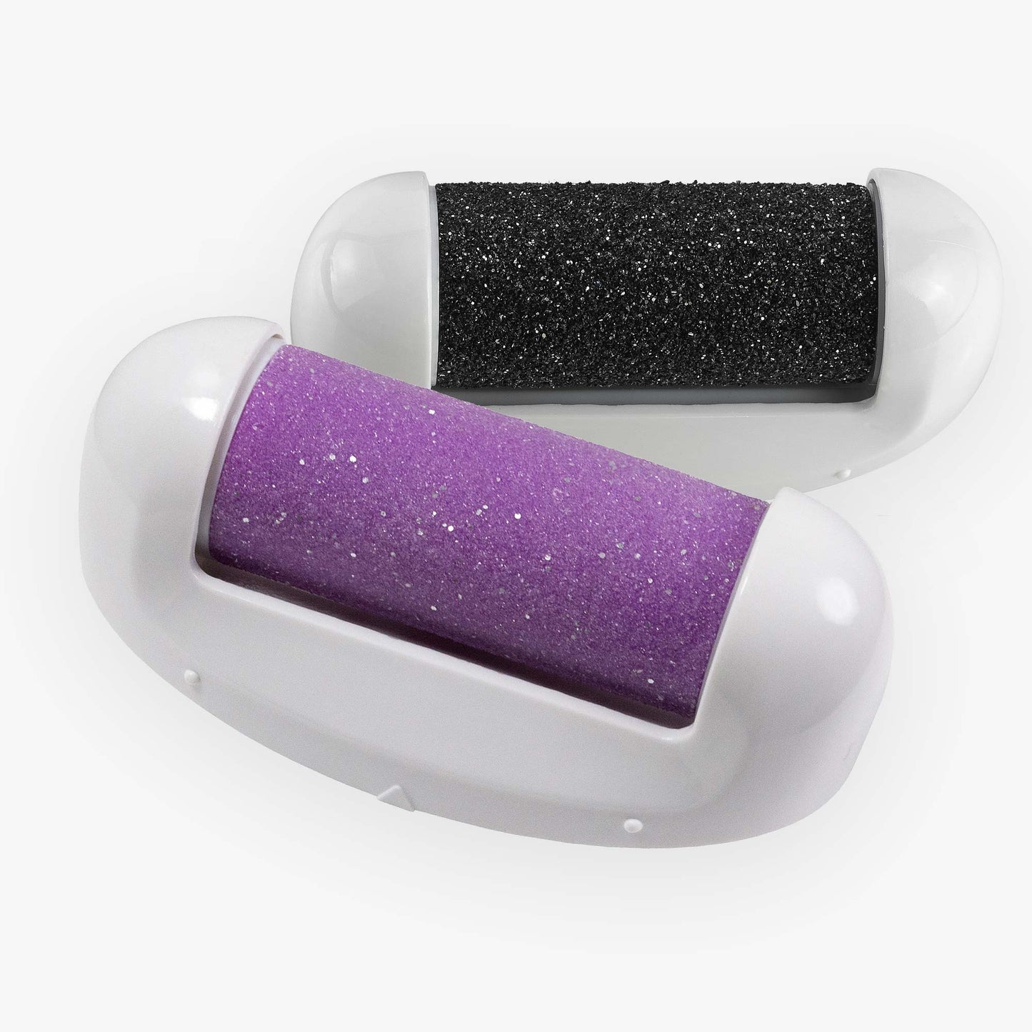 A purple Spa Sciences nail trimmer with VIVA Replacement Coarse And Fine Pedi Heads on a white surface.